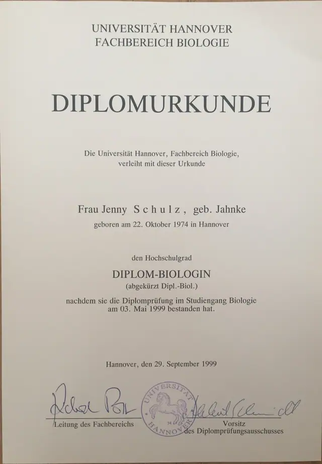 Diplom Biologie Jenny Schulz